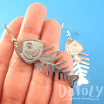 Fishbone Cut Out Shaped Dangle Earrings in Silver | Animal Jewelry | DOTOLY