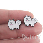 Fluffy Samoyed Puppy Shaped Enamel Stud Earrings for Dog Lovers