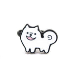 Fluffy White Samoyed Shaped Enamel Adjustable Ring for Dog Lovers