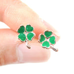 Four Leaf Clover Shaped Lucky Floral Stud Earrings in Green | DOTOLY | DOTOLY