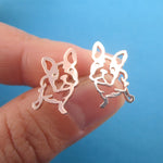 French Bulldog Boston Terrier Dog Outline Shaped Stud Earrings