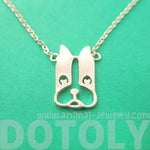 French Bulldog Face Shaped Cut Out Pendant Necklace in Silver | Animal Jewelry | DOTOLY