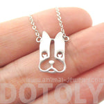 French Bulldog Face Shaped Cut Out Pendant Necklace in Silver | Animal Jewelry | DOTOLY