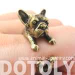 French Bulldog Puppy Dog Animal Wrap Around Ring in Brass - Sizes 4 to 9 | DOTOLY