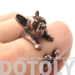 French Bulldog Puppy Dog Animal Wrap Around Ring in Copper - Sizes 4 to 9 | DOTOLY
