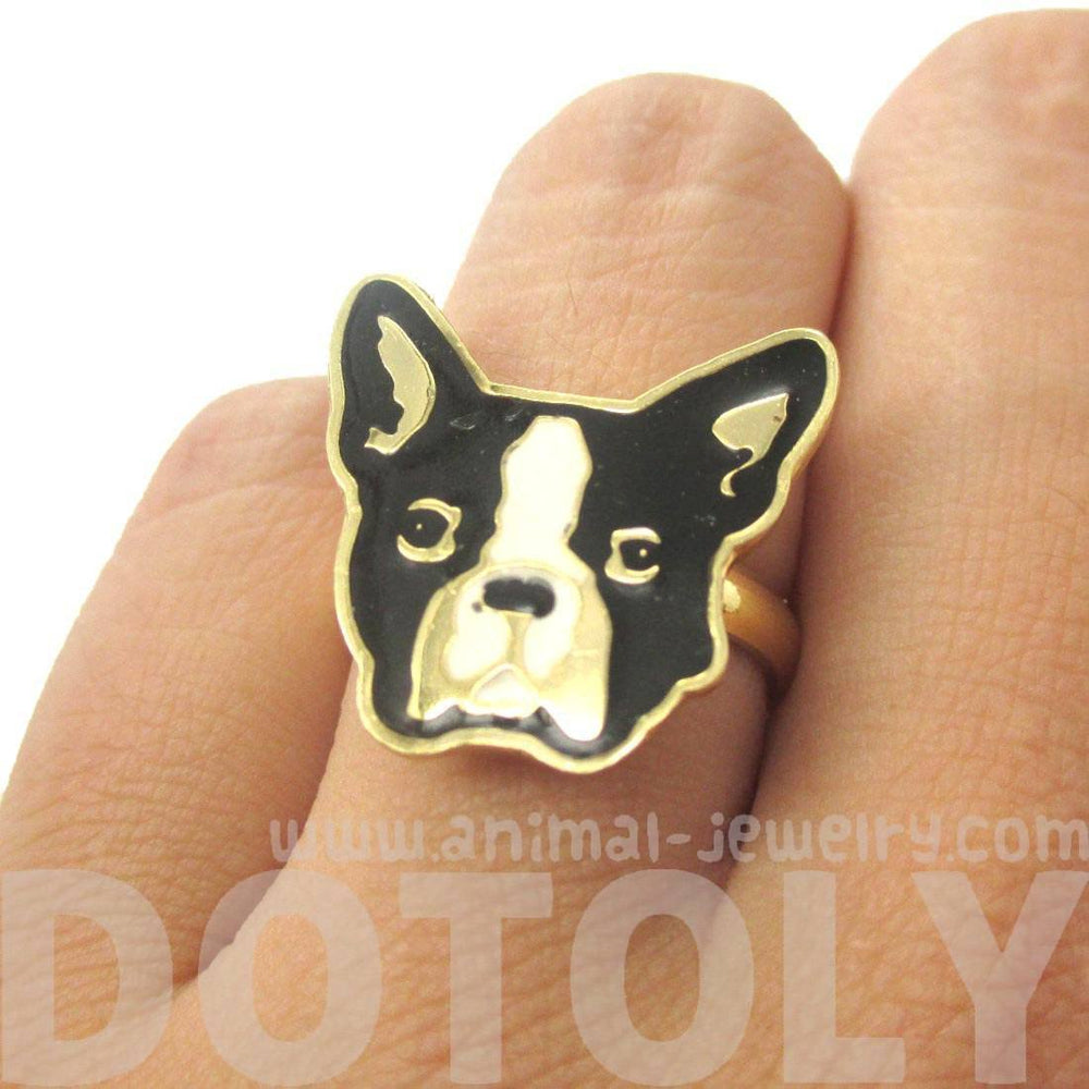 French Bulldog Puppy Dog Face Shaped Adjustable Animal Ring | Limited Edition Jewelry | DOTOLY