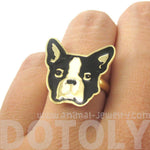 French Bulldog Puppy Dog Face Shaped Adjustable Animal Ring | Limited Edition Jewelry | DOTOLY