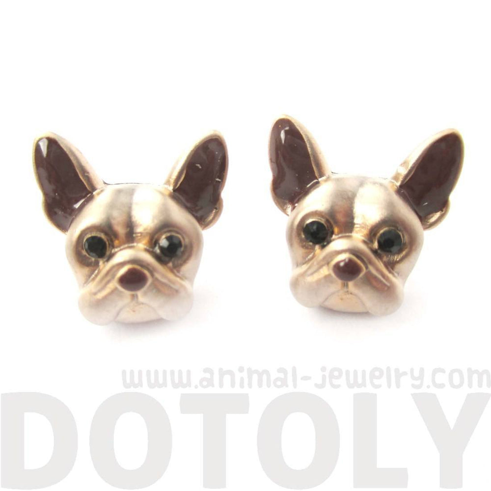 French Bulldog Puppy Face Shaped Stud Earrings | Animal Jewelry for Dog Lovers | DOTOLY