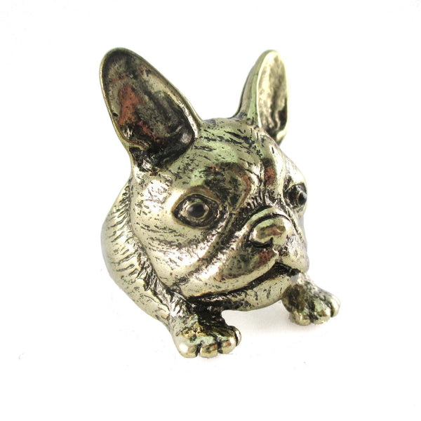 French Bulldog Puppy Head Shaped Animal Ring in Size 6 DOTOLY
