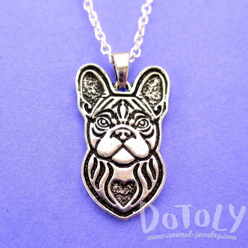 French Bulldog Shaped Pendant Necklace in Silver | Animal Jewelry | DOTOLY