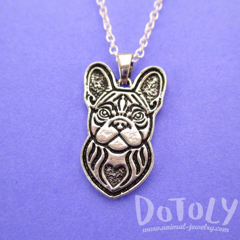 French Bulldog Shaped Pendant Necklace in Silver | Animal Jewelry | DOTOLY