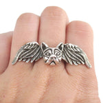 French Bulldog with Angel Wings Shaped Adjustable Ring | Animal Rings