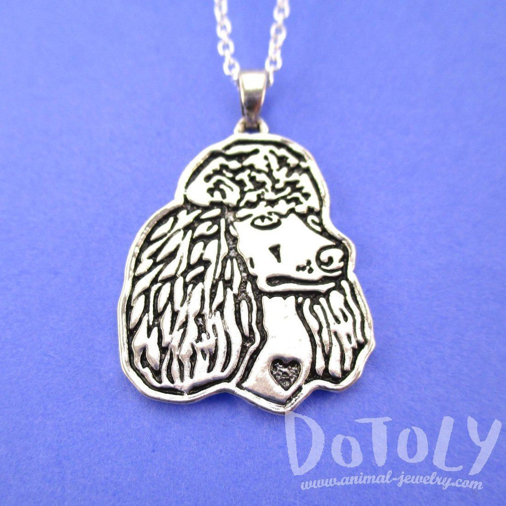 French Poodle Dog Portrait Pendant Necklace in Silver | Animal Jewelry | DOTOLY