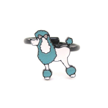 French Poodle Dog Shaped Enamel Adjustable Ring | DOTOLY | DOTOLY