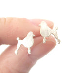 French Poodle Dog Shaped Silhouette Stud Earrings in Silver | DOTOLY | DOTOLY