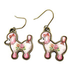 French Poodle Puppy Shaped Dangle Drop Earrings in Pink | Animal Jewelry | DOTOLY
