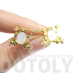 Frog Toad Shaped Animal Themed Stud Earrings in Gold with Pearl Detail | DOTOLY | DOTOLY