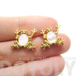 Frog Toad Shaped Animal Themed Stud Earrings in Gold with Pearl Detail | DOTOLY | DOTOLY