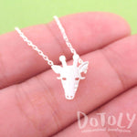 Giraffe Face Shaped Pendant Necklace in Silver | Animal Jewelry | DOTOLY