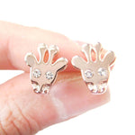 Giraffe Head Shaped Stud Earrings with Rhinestone Eyes in Rose Gold | DOTOLY