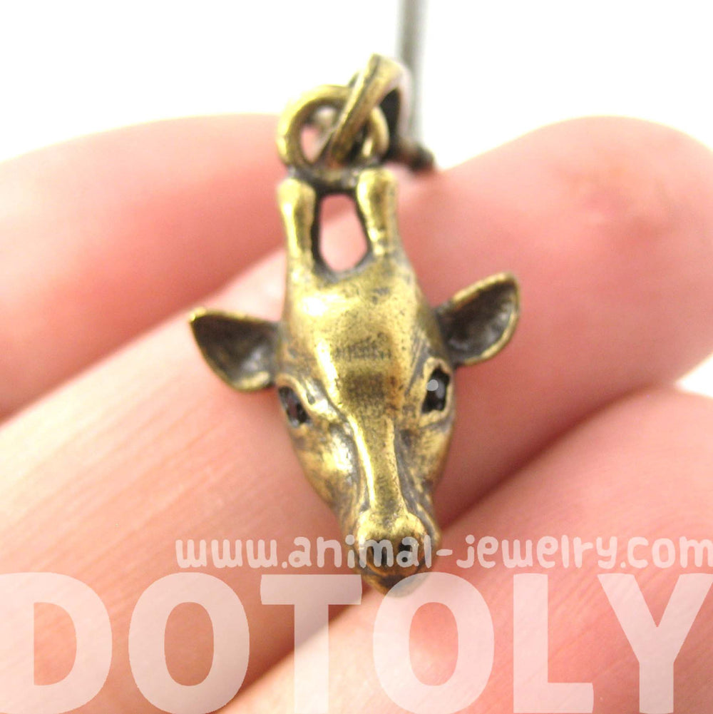 Giraffe Realistic Animal Charm Necklace in Brass | Animal Jewelry | DOTOLY