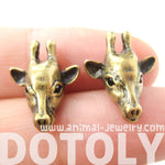 Giraffe Realistic Animal Stud Earrings in Brass | Animal Jewelry | DOTOLY