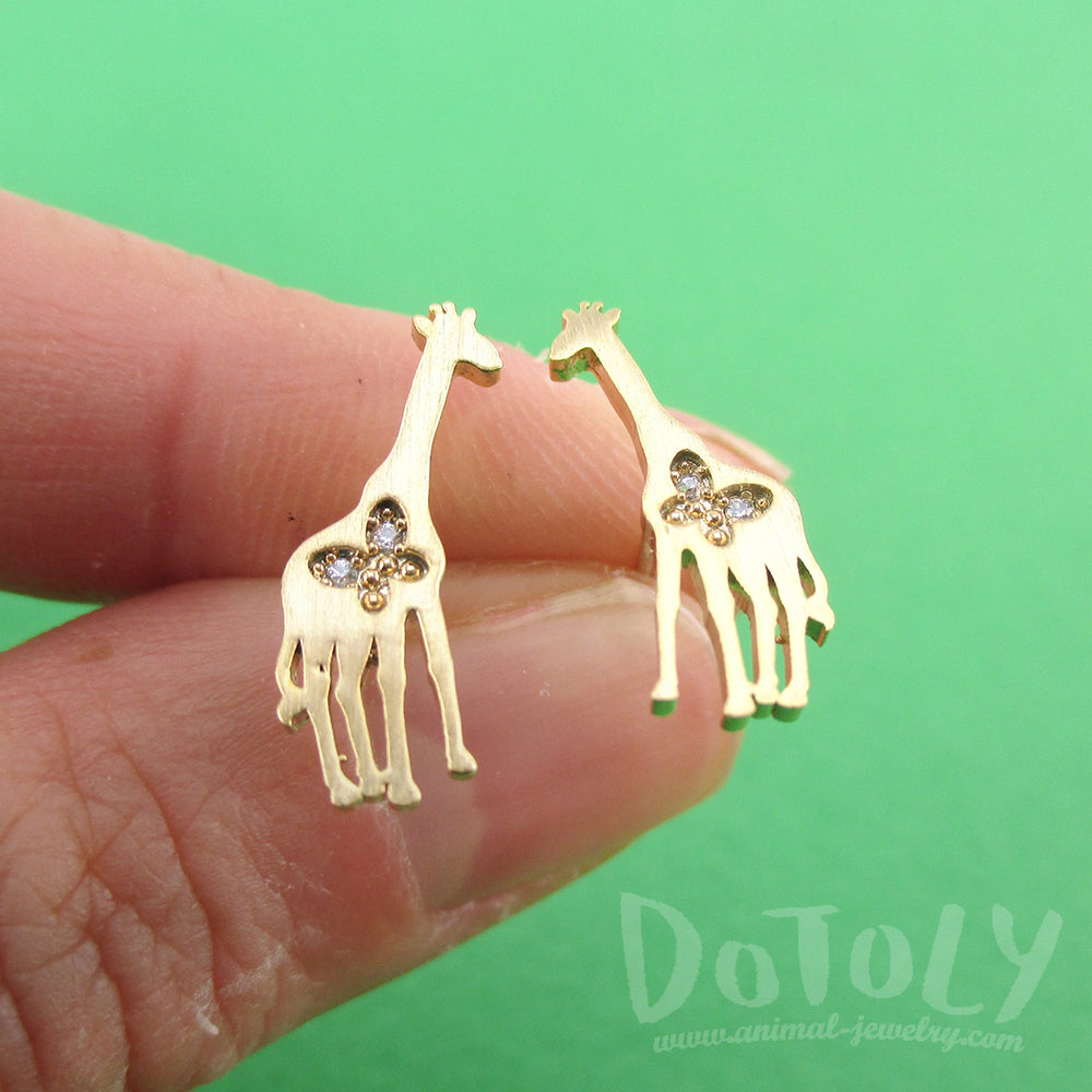 Giraffe Silhouette Shaped Allergy Free Stud Earrings in Gold | DOTOLY
