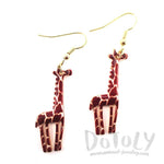 Giraffe Silhouette Shaped Enamel Animal Print Dangle Earrings