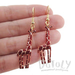 Giraffe Silhouette Shaped Enamel Animal Print Dangle Earrings