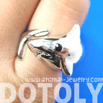 Great White Shark Wrap Around Sea Animal Ring in Shiny Silver | Size 5 to 7 | DOTOLY