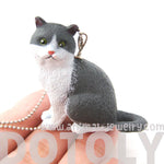 Grey and White Tabby Kitty Cat Animal Plastic Pendant Necklace | Animal Jewelry | DOTOLY
