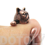 Grumpy Kitty Cat With A Mustache Shaped Animal Ring in Copper | US Size 3 to 8 | DOTOLY