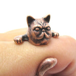 Grumpy Kitty Cat With A Mustache Shaped Animal Ring in Copper | US Size 3 to 8 | DOTOLY