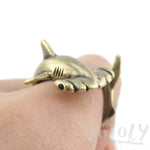 Hammerhead Shark Sea Creatures Shaped Wrap Around Ring in Brass | Size 5 to 9 | DOTOLY