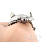 Hammerhead Shark Sea Creatures Shaped Wrap Around Ring in Silver | Size 5 to 9 | DOTOLY