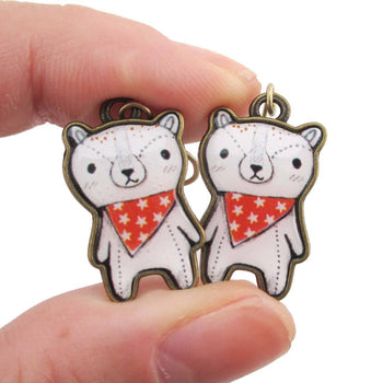 Hand Drawn Teddy Polar Bear Shaped Dangle Earrings | DOTOLY | DOTOLY