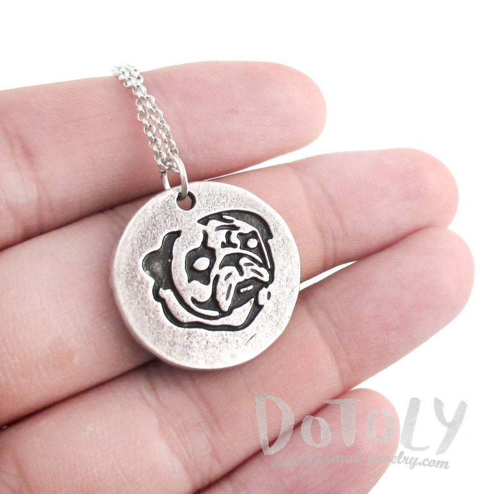 Hand Stamped Pug Puppy Coin Pendant Necklace in Silver | Animal Jewelry | DOTOLY
