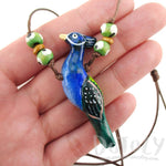 Handmade Blue Peacock Bird Shaped Hand Painted Whistle Pendant Necklace | DOTOLY | DOTOLY