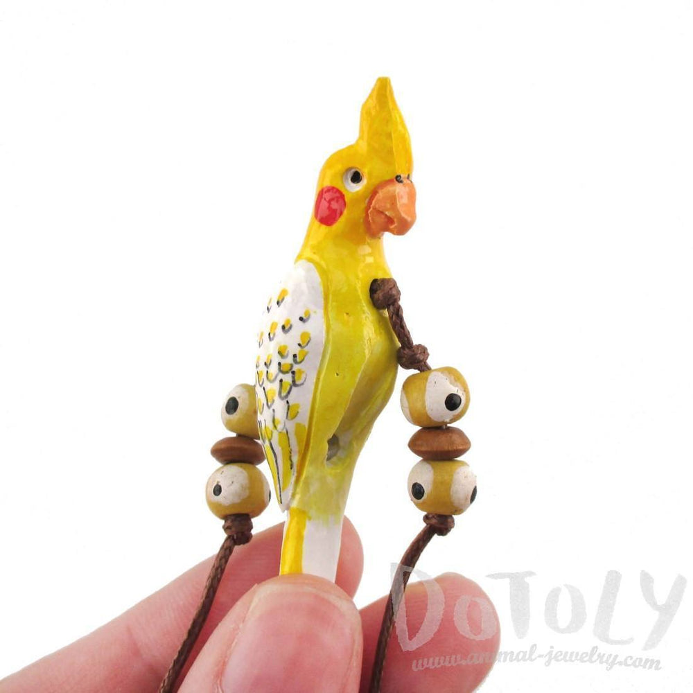 Handmade Cockatiel Bird Shaped Hand Painted Whistle Pendant Necklace | DOTOLY | DOTOLY