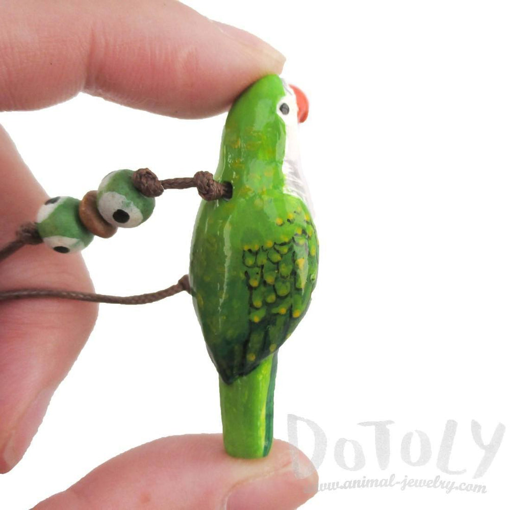 Handmade Monk Parakeet Bird Shaped Hand Painted Whistle Pendant Necklace | DOTOLY | DOTOLY