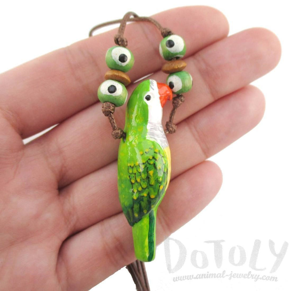 Handmade Monk Parakeet Bird Shaped Hand Painted Whistle Pendant Necklace | DOTOLY | DOTOLY