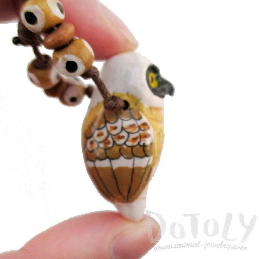 Handmade Spectacled Owl Shaped Hand Painted Bird Whistle Pendant Necklace | DOTOLY | DOTOLY