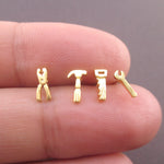 DIY Lovers Themed Toolkit Hammer Saw Wrench Pliers Shaped Stud Earrings