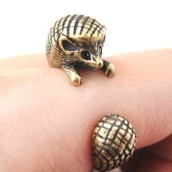 Hedgehog Porcupine Animal Wrap Around Ring in Brass - Sizes 4 to 9 Available | DOTOLY