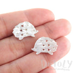 Hedgehog Silhouette Animal Shaped Stud Earrings in Silver | DOTOLY | DOTOLY