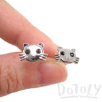 Hello Kitty Cat Face Shaped Stud Earrings in Silver | DOTOLY | DOTOLY