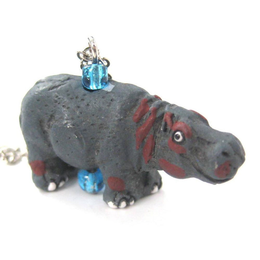 Hippopotamus Hippo Shaped Porcelain Ceramic Animal Pendant Necklace | Handmade | DOTOLY