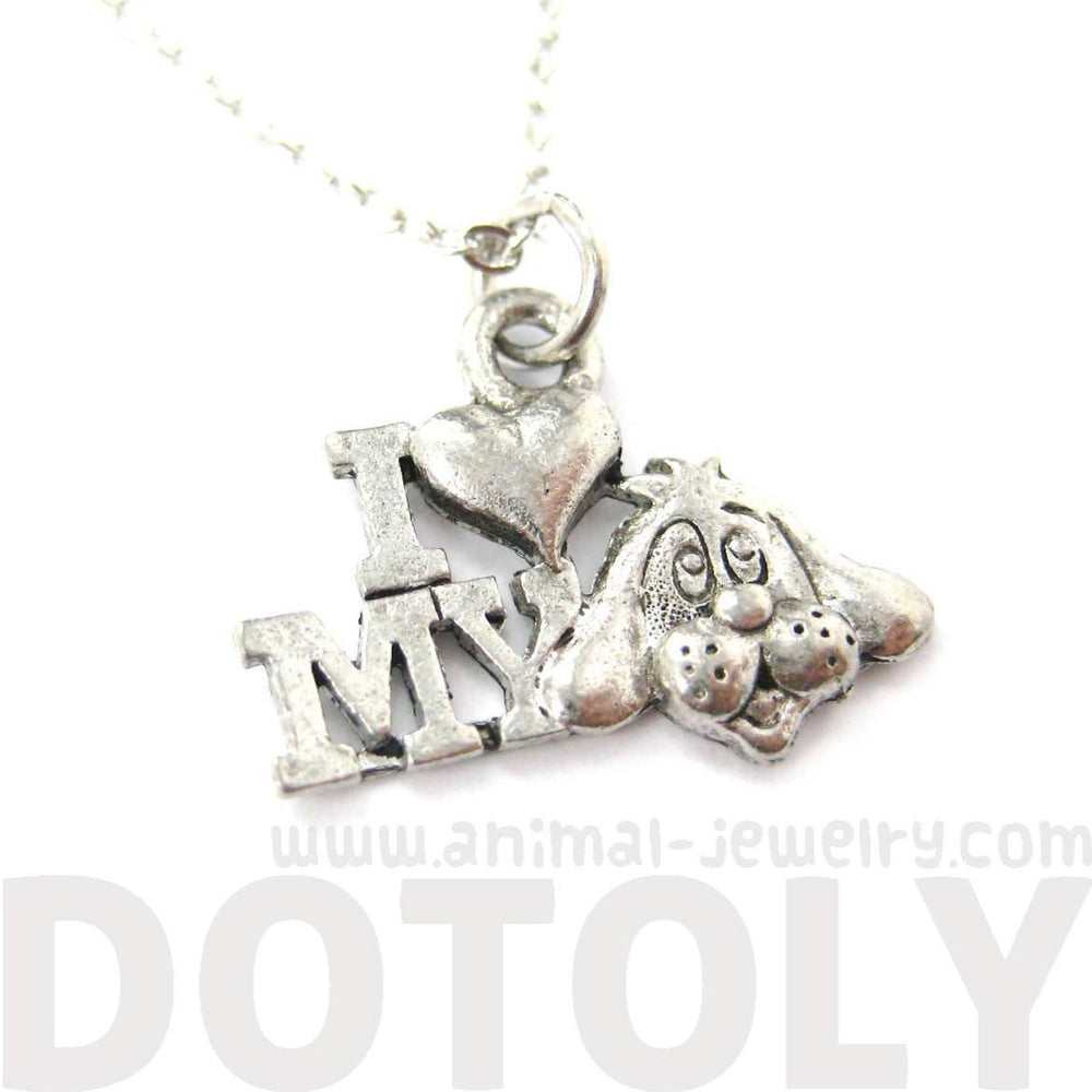 I Love My Puppy Dog Head Charm Necklace in Silver | MADE IN USA | DOTOLY