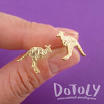 Kangaroo Silhouette Shaped Allergy Free Textured Stud Earrings in Gold