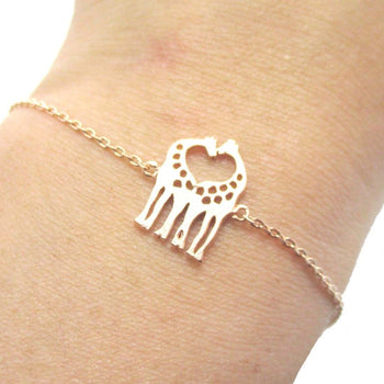 Kissing Giraffe Animal Shaped Silhouette Charm Bracelet in Rose Gold | DOTOLY | DOTOLY